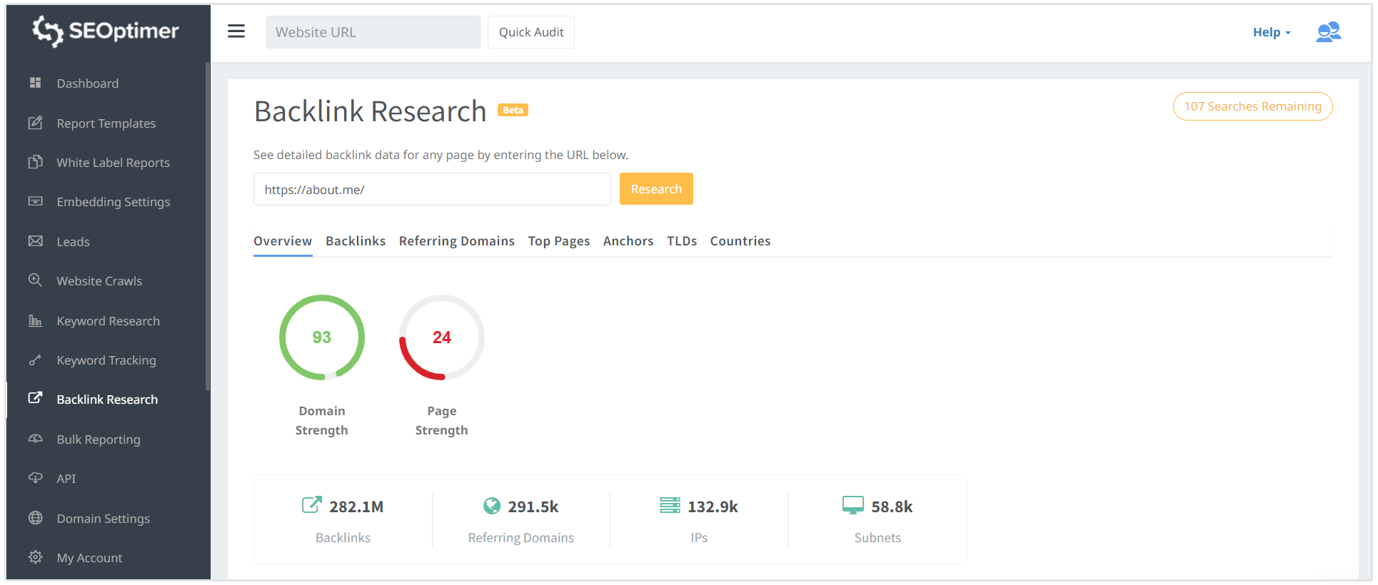 perfil de backlink sobre mim